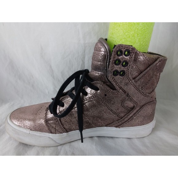Supra Skytop Sneakers Skate Shoes Pink Metallic Rose Gold Womens Size 7 - Picture 5 of 11
